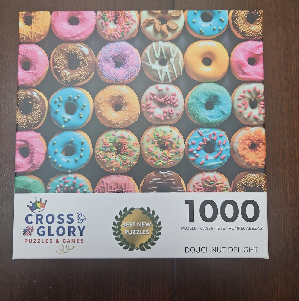 Cross & Glory 'Doughnut Delight' 1000-Piece Puzzle - Colorful Donuts - Used